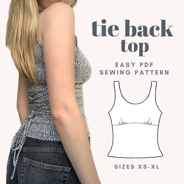 tie back top sewing pattern xs xl easy top sewing pattern cute sewing pattern cami sewing pattern beginners sewing pattern